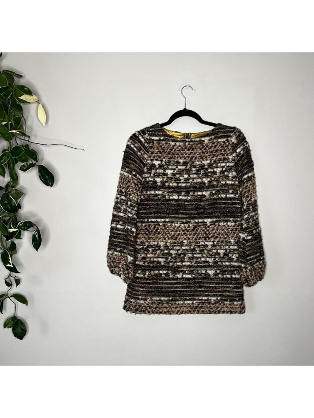 Zara special edition tweed chunky knit tunic top dress S‎